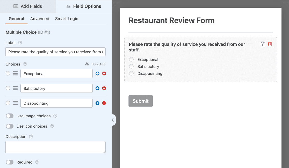 Customizing the radio buttons in a form