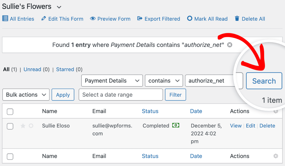 Search by payment details
