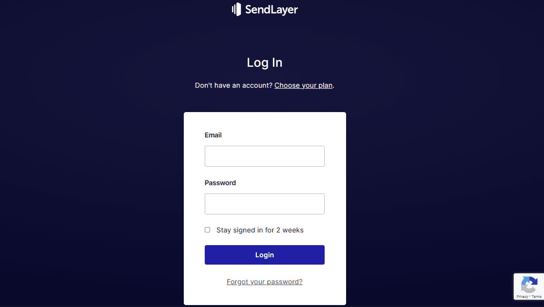 SendLayer login page