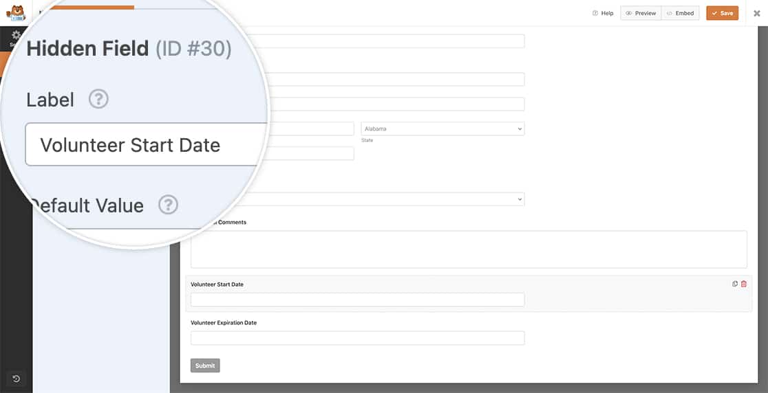 add 2 hidden fields to your form that will hold the date of submission as well as the date we will create in our snippet for the expiration date