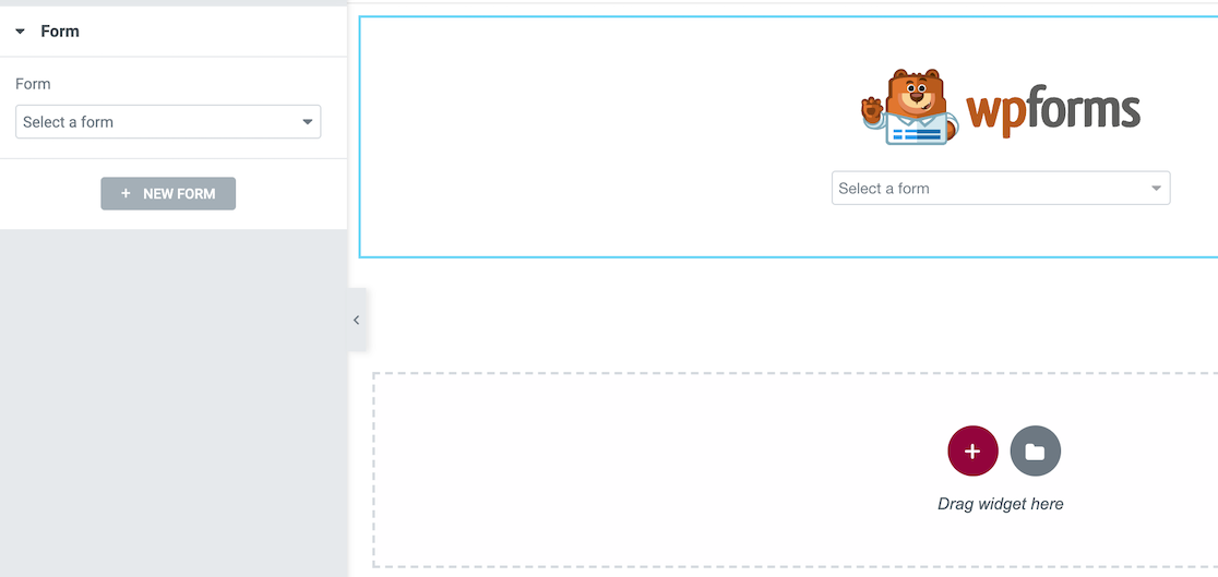 Selecting your WPForms form in Elementor builder