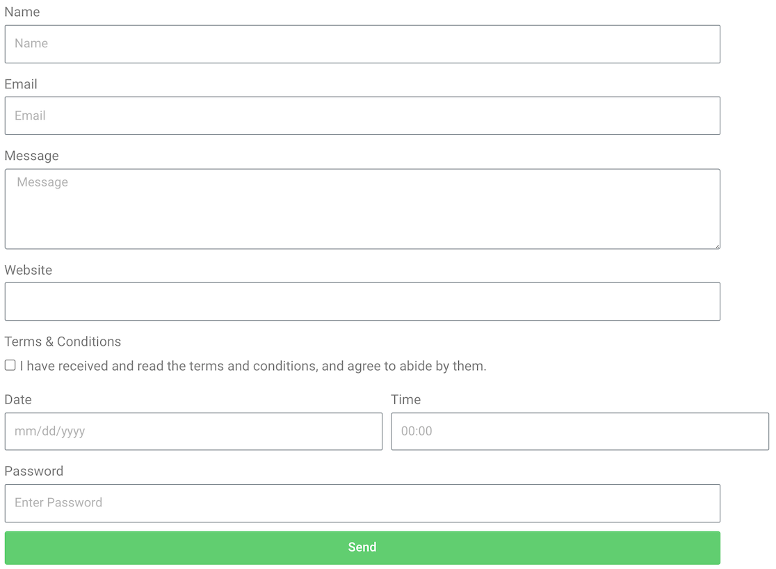 A sample form created with Elementor Forms