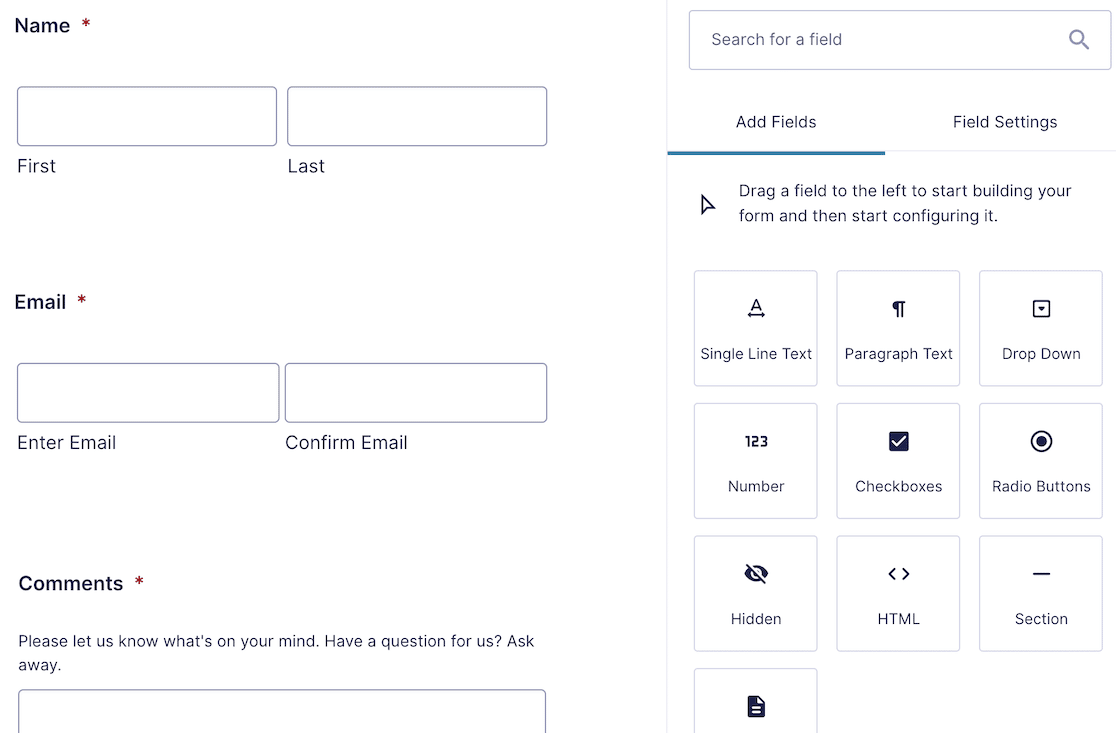 The Gravity Forms form builder