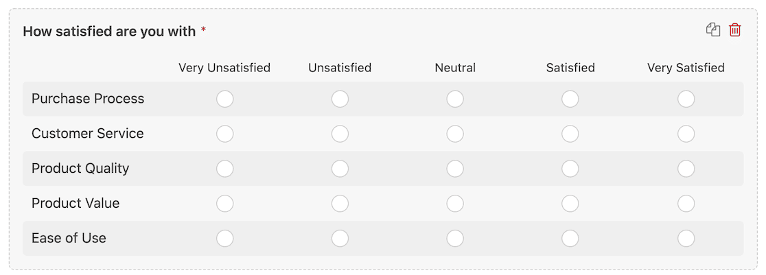 A Likert Scale in the WPForms form editor