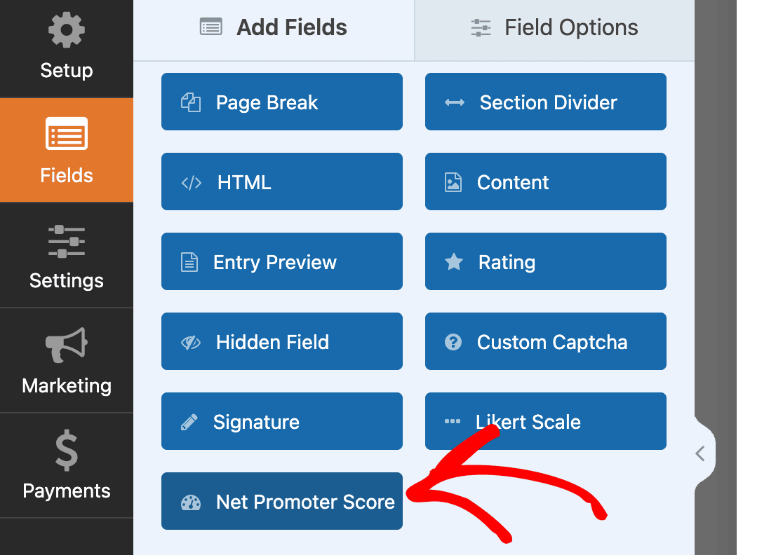 The Net Promoter Score field in WPForms