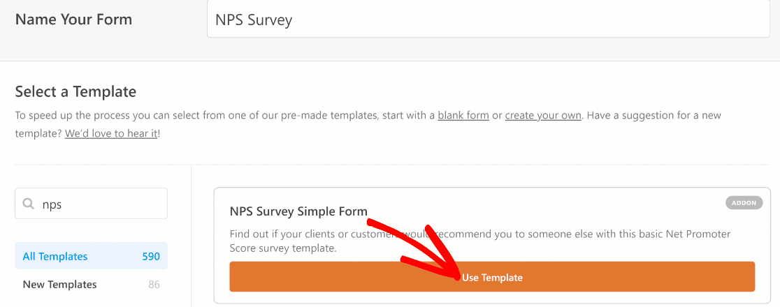 NPS survey simple form