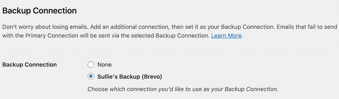 See your backup connection
