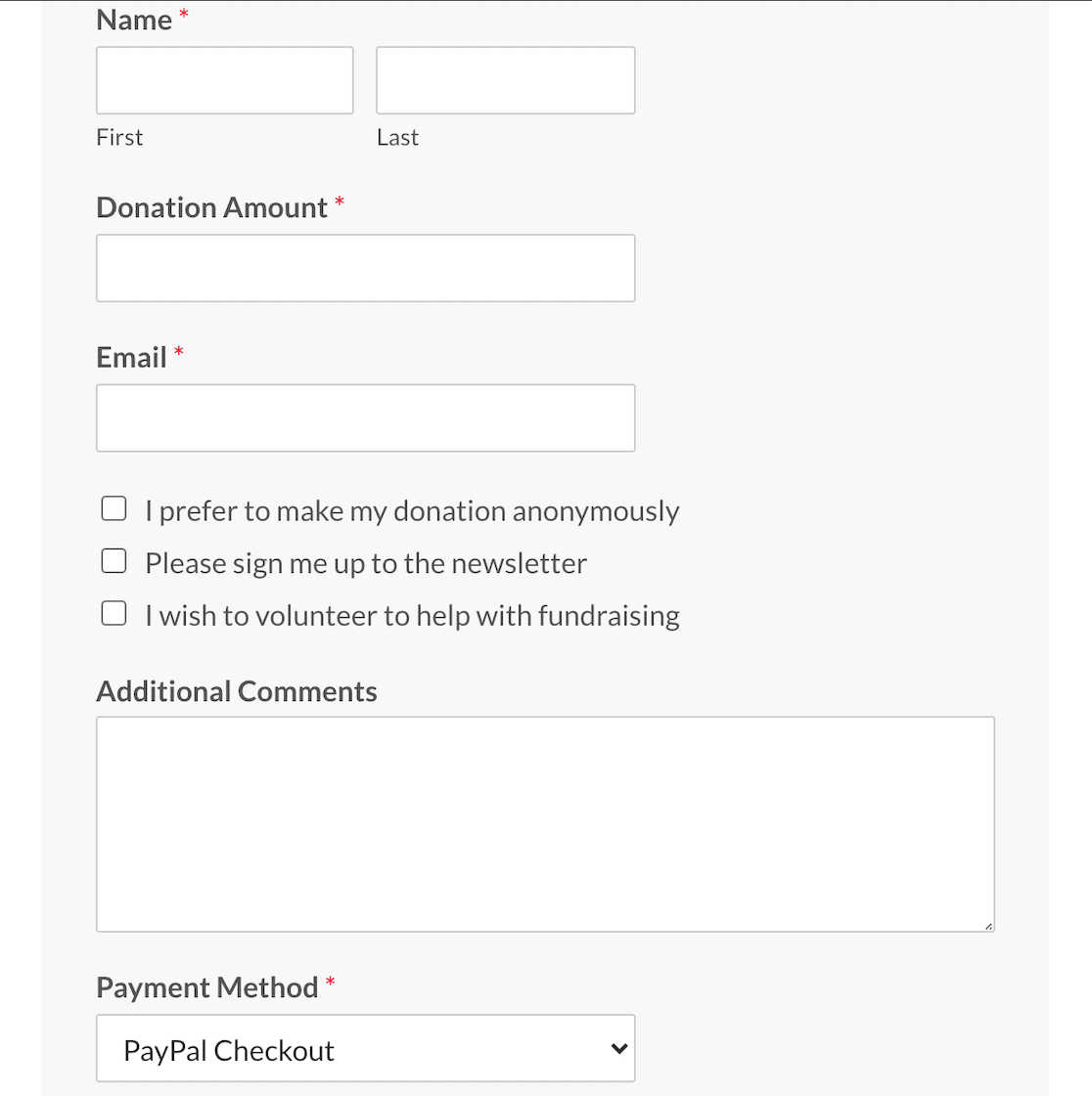 WPForms General Donation Template example
