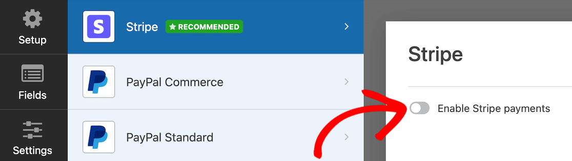 Enabling Stripe payments on WPForms