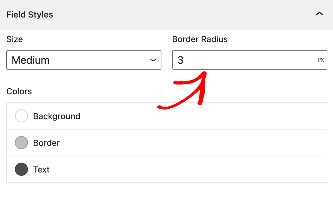 Border radius settings