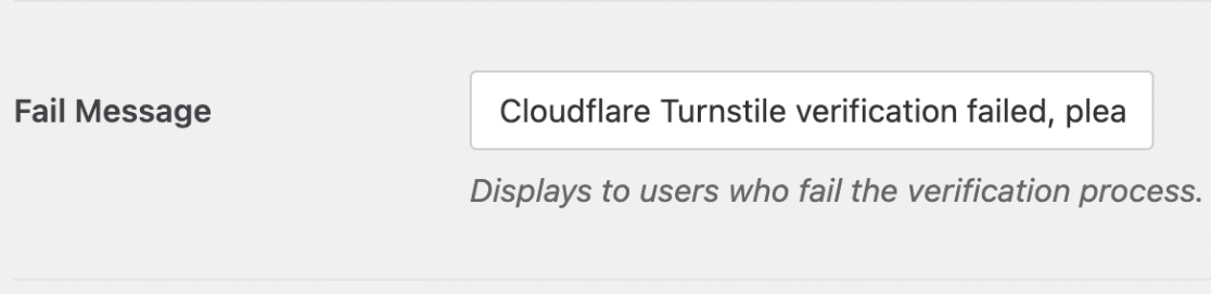 Cloudflare Turnstil fail message