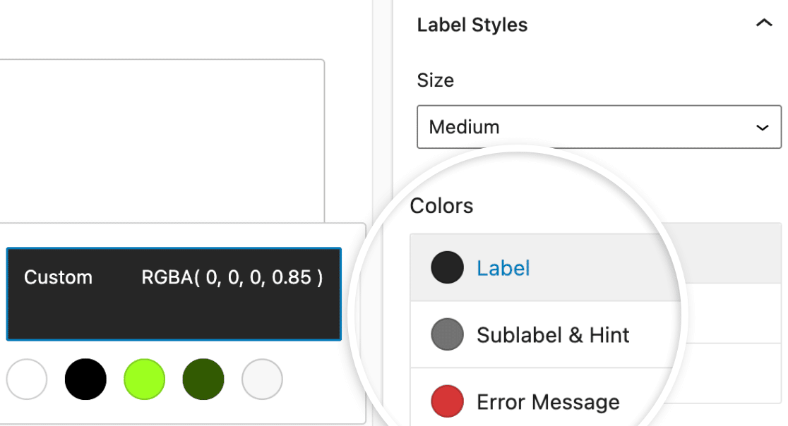 Label colors in WPForms