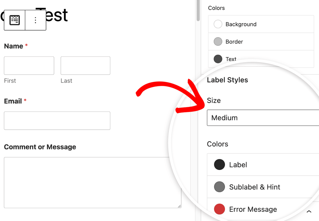 Label sizes