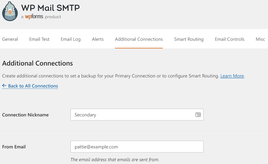 Additional Connections tab in WP Mail SMTP settings