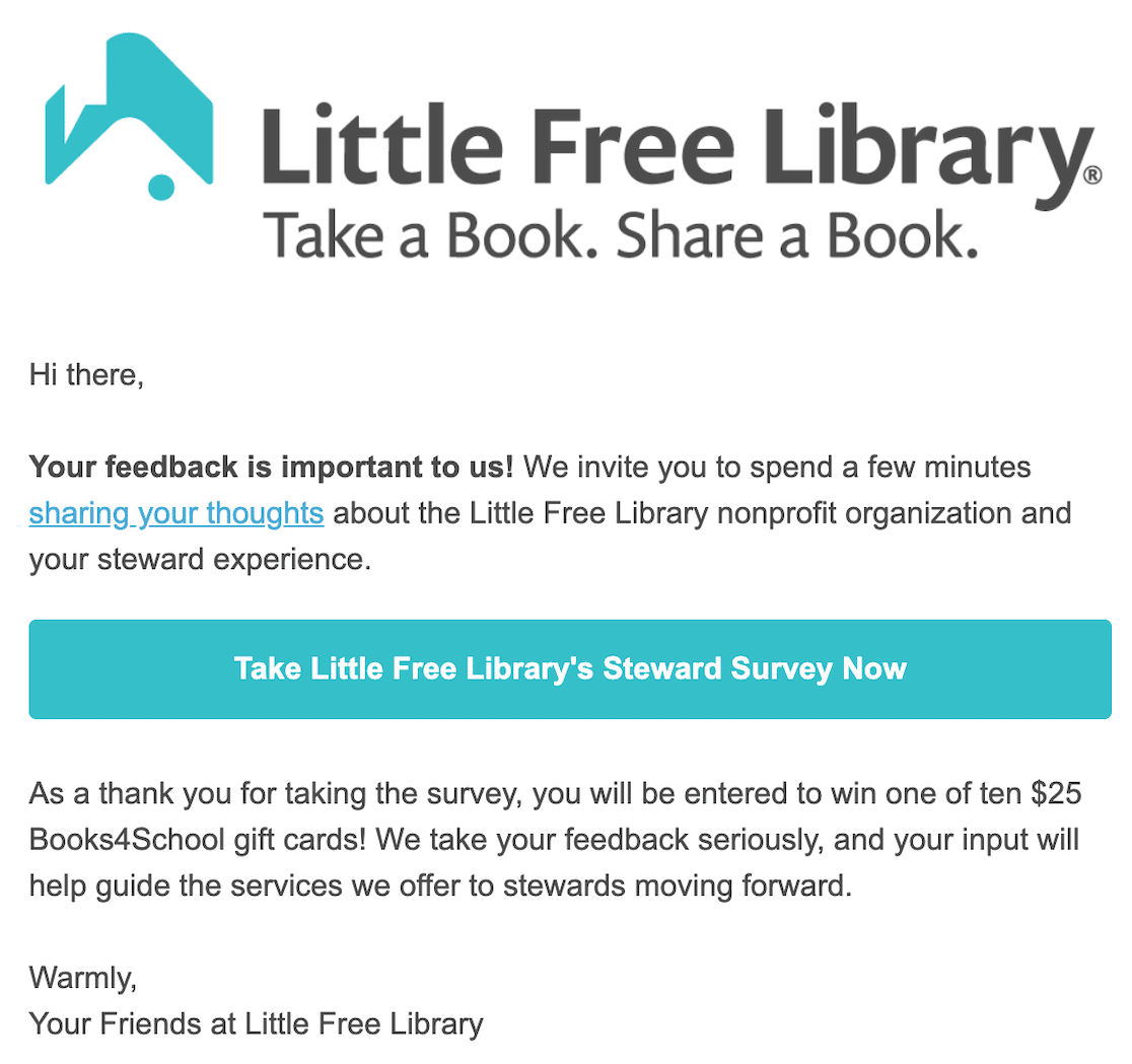 The Little Free Library survey request