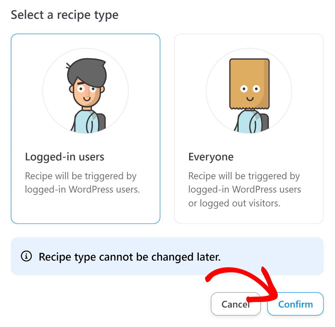 Select recipe type 