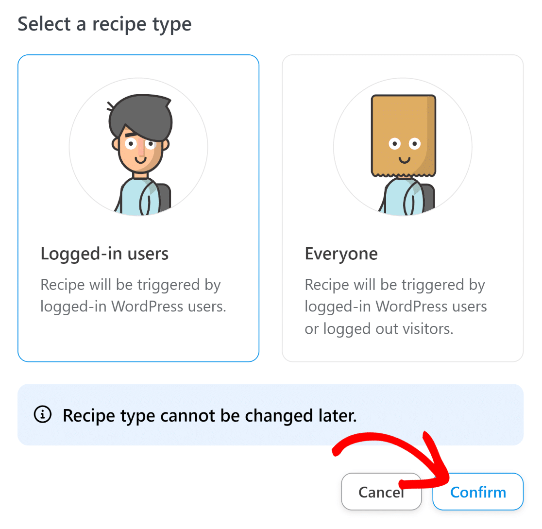 Select recipe type