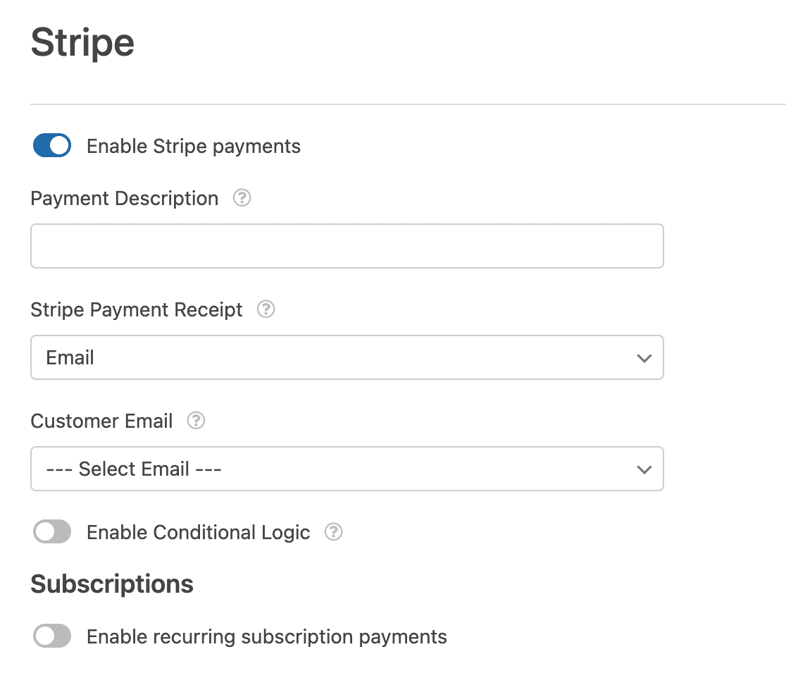 Receipt and customer email options