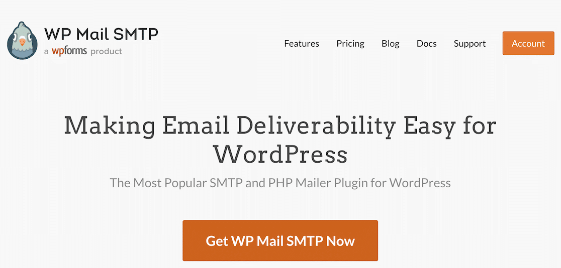 the wp mail smtp homepage