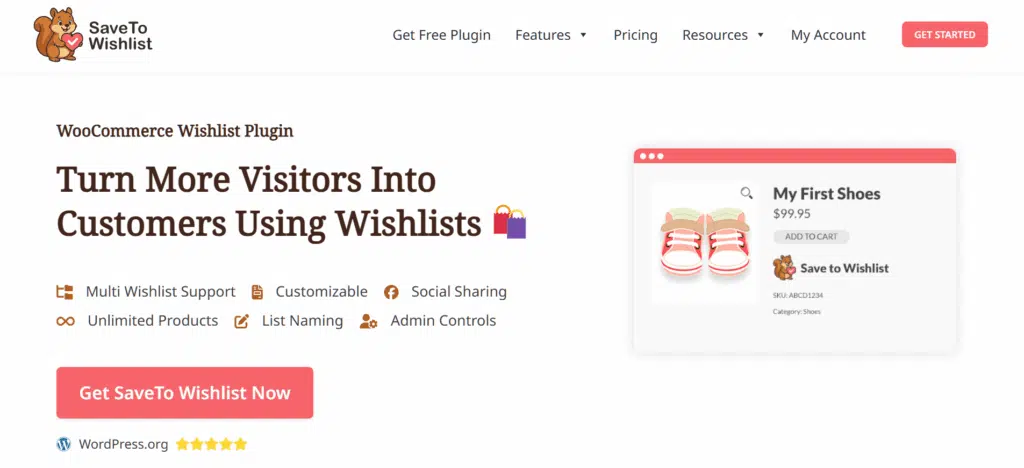 save to wishlist homepage