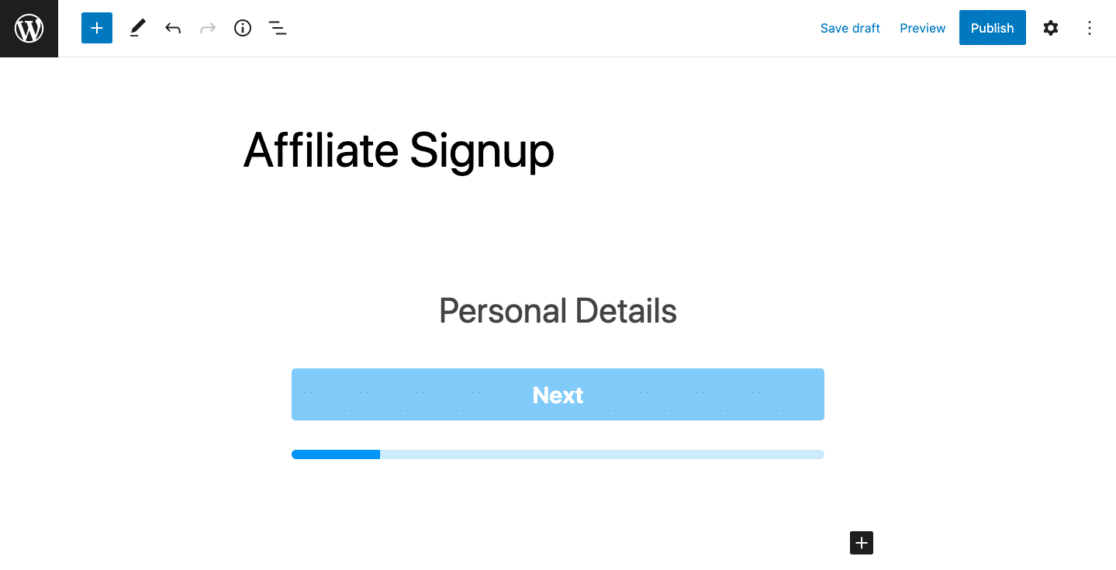 Editing affiliate signup page