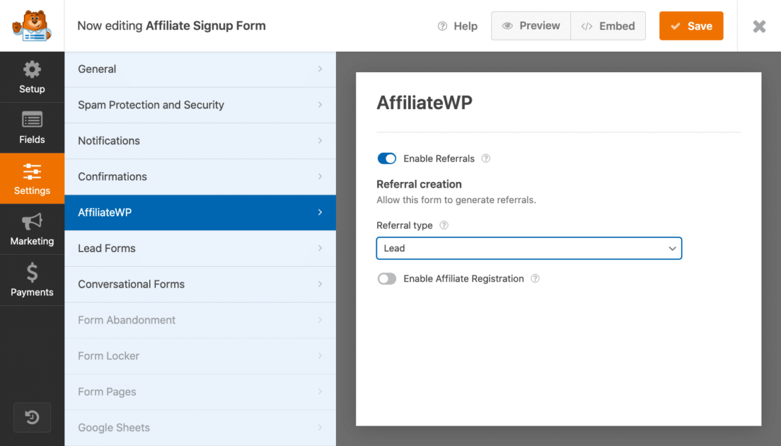 Enabling AffiliateWP referral tracking