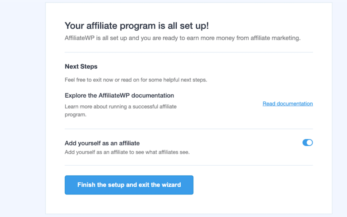 Setting up the affiliate program with AffiliateWP