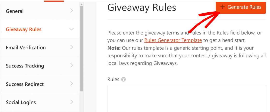Generating giveaway rules 