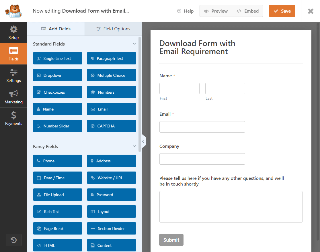 Preview Content Download Form Template