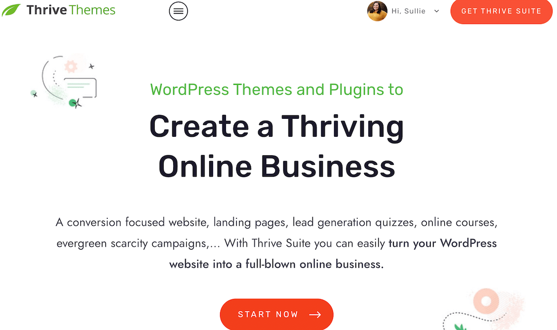 The Thrive Themes homepage