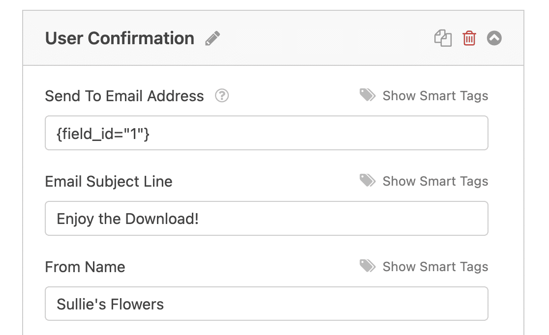 A user confirmation notification for a file download form