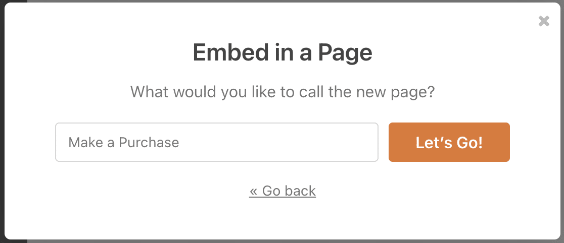 Naming a new page for your payment form