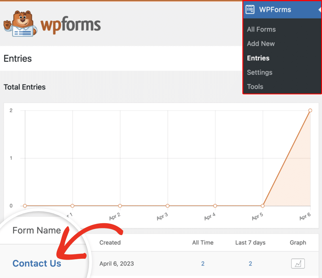 Select Form Name in Entries