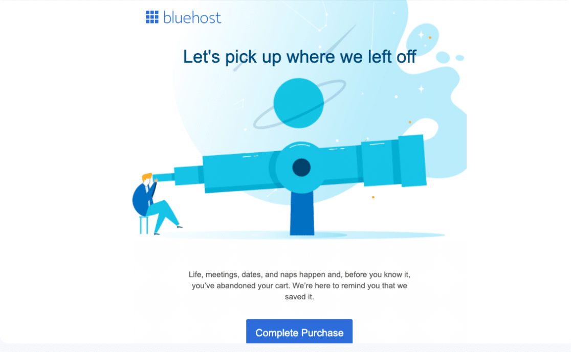 Bluehost email and CTA button