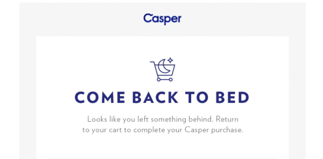 Casper cart abandon email