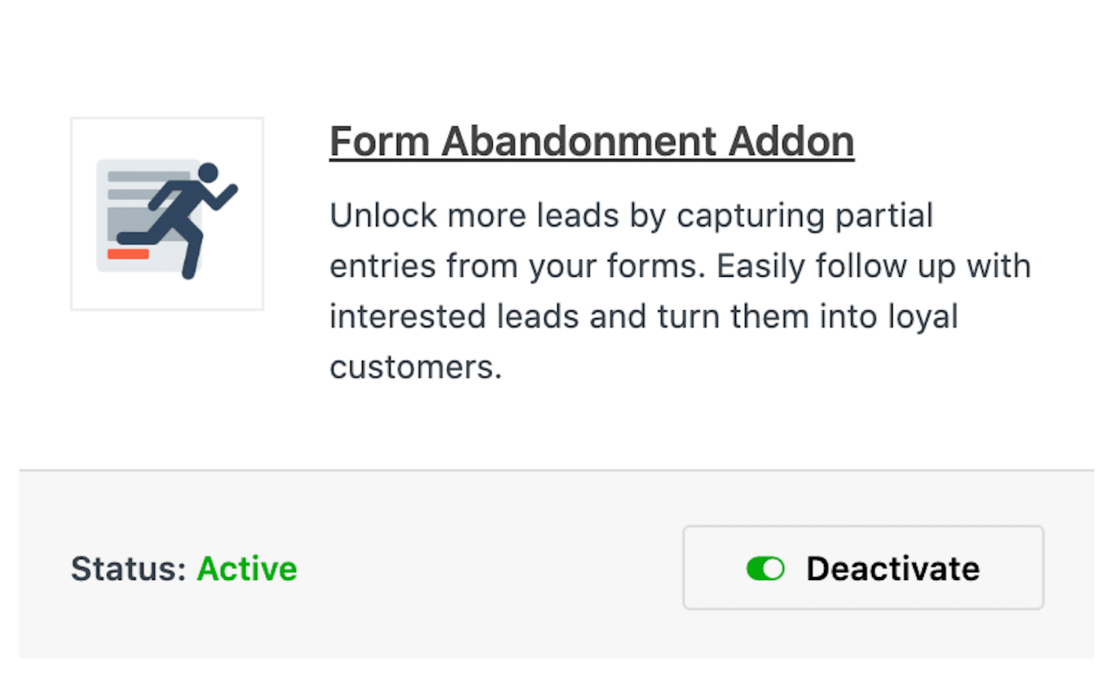 Activating the form abandonment addon