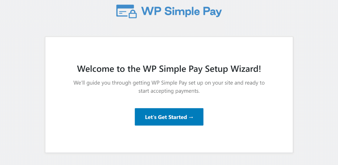 The WP Simple Pay setup wizard