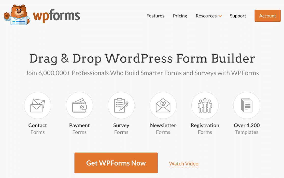 The WPForms homepage