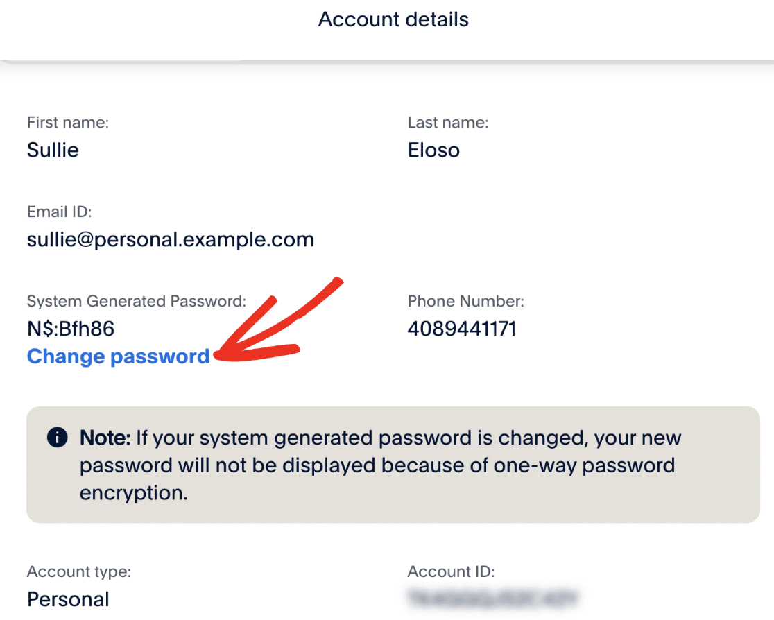 Changing the password for a PayPal Developer test account