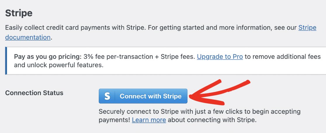 Click connect with stripe button