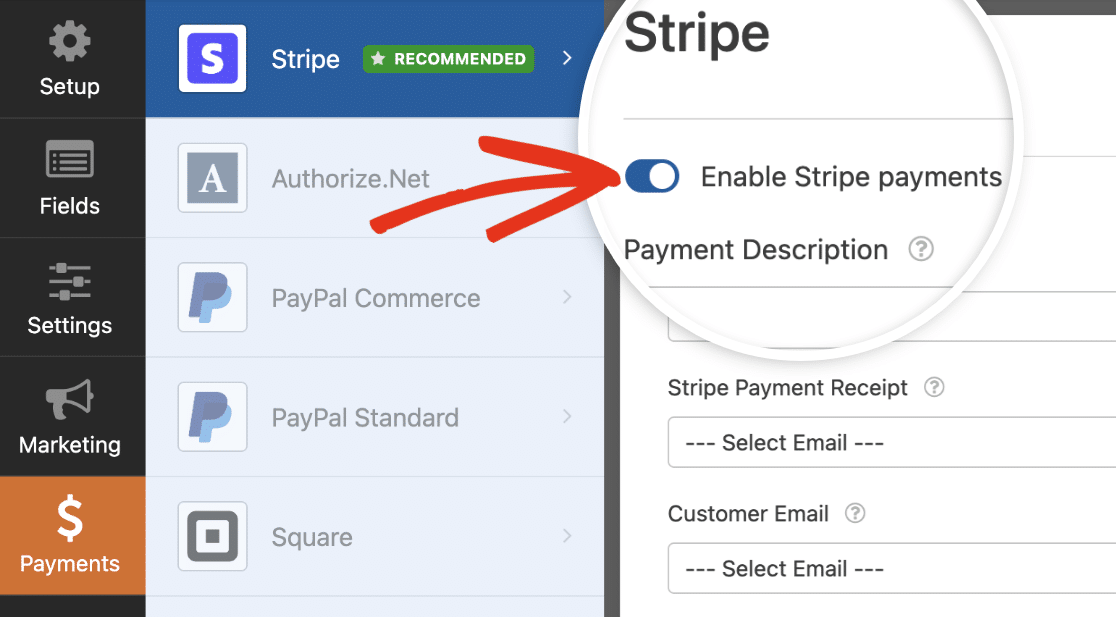 Enable Stripe payments on your form
