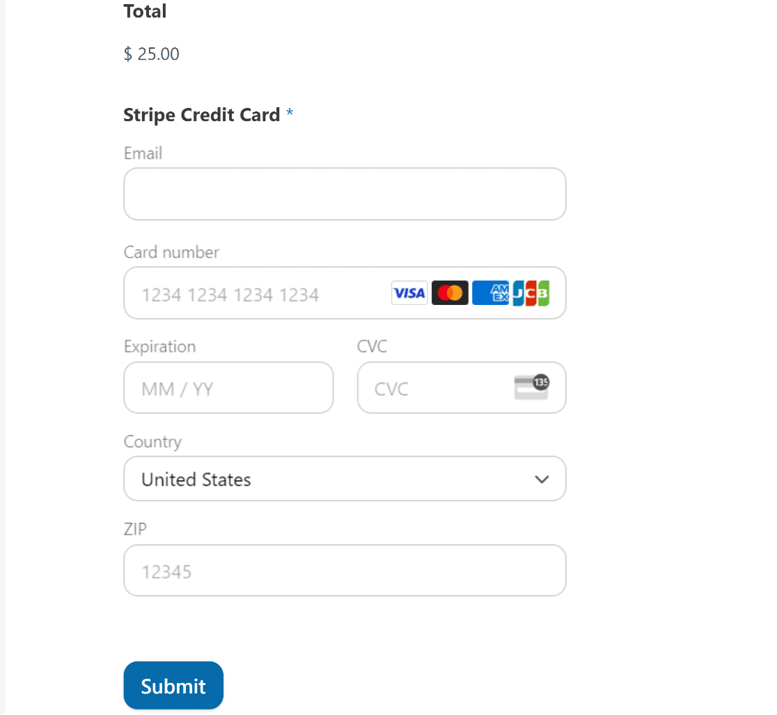 Payment form published