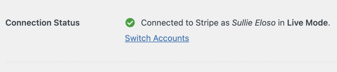 Stripe connection status