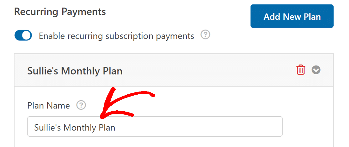 Subscription plan name