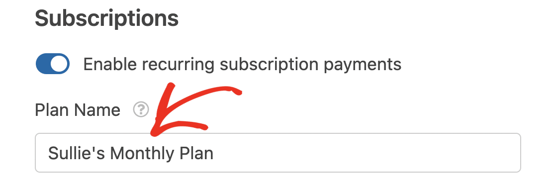 Subscription plan name