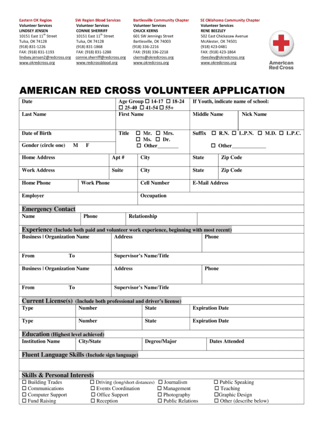 An example of a volunteer recruitment intake form for an non-profit organization