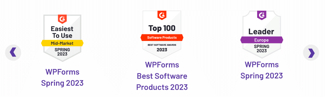WPForms G2 awards