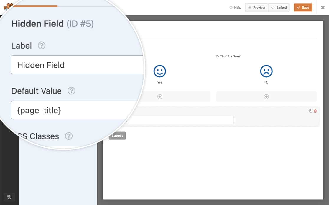 add the page title smart tag to the hidden field default value