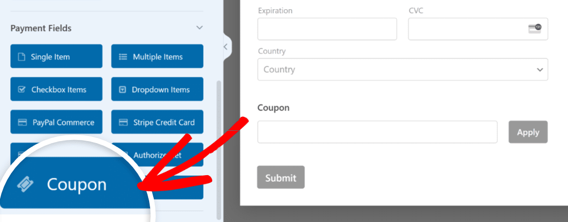 Add coupon field to your form