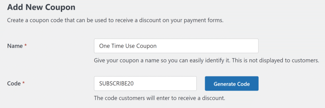 Adding new coupon - WPForms